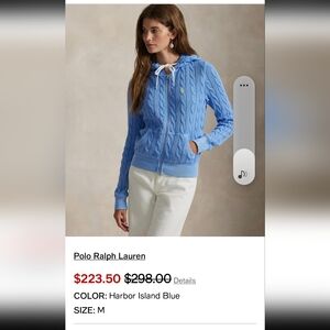 Polo Ralph Lauren Harbor Island Blue Cable-Knit Hoodie